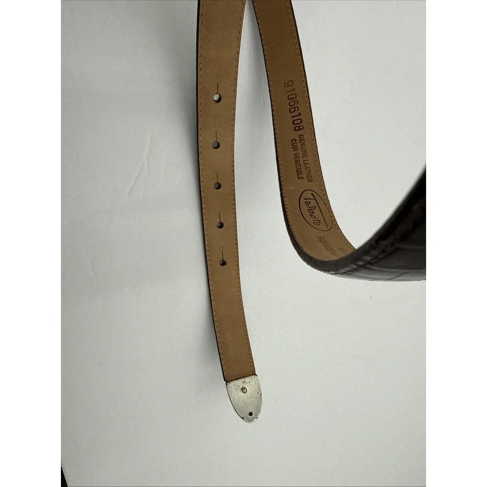 VTG‎ Talbots Leather Western Belt Brown Intricate Heart Buckle Made USA Sz M